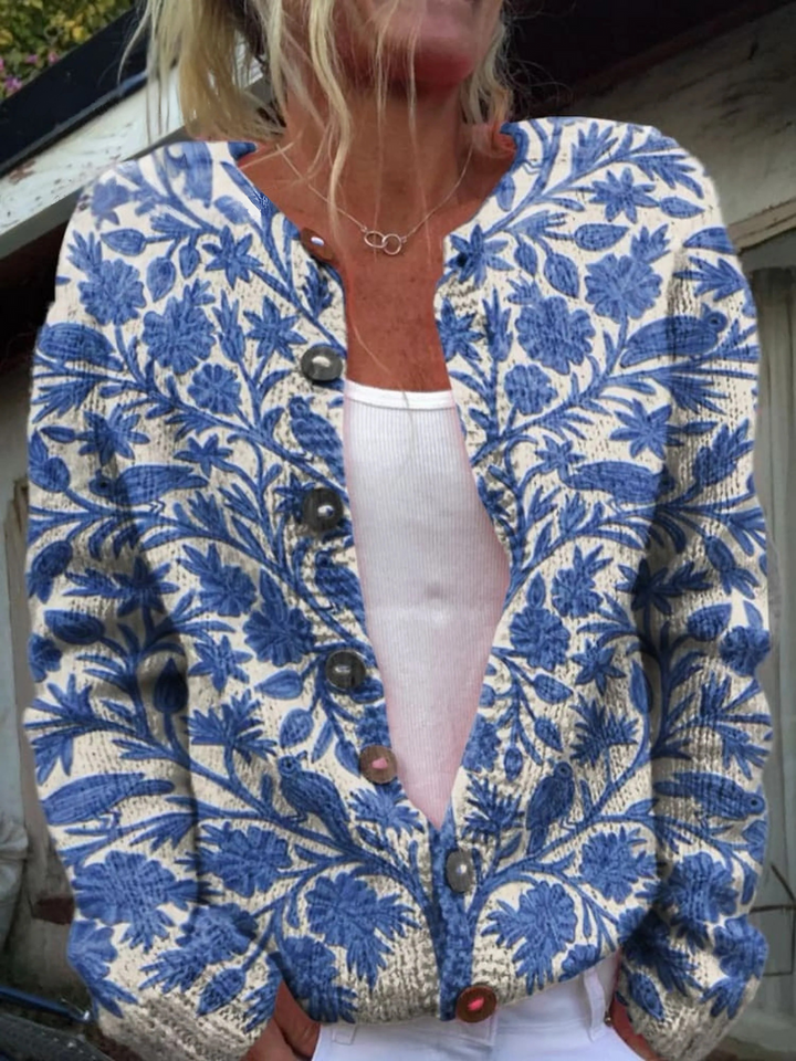 Charlotte™ – Lovely Meadows Floral Buttoned Cardigan