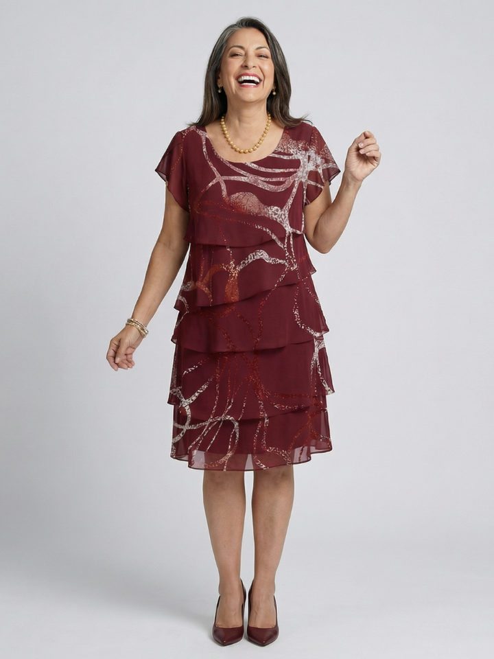 Linda Composed Abstract Knee Length Dress