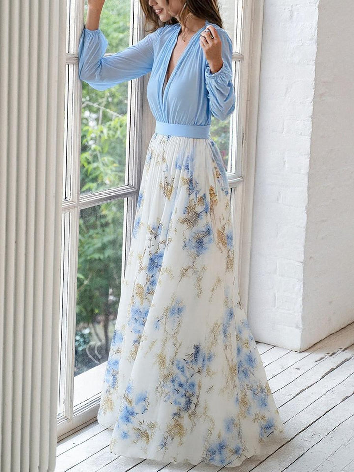 AMELIA| Elegant Maxi Dress with Floral Pattern