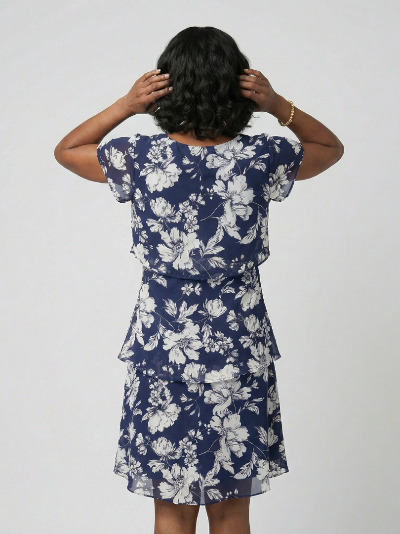 Elina Subtle Floral Knee Length Dress