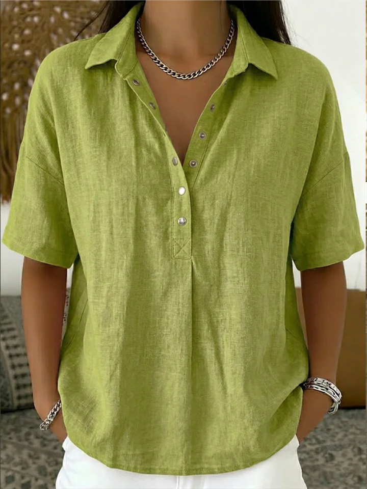 Lucie Blouse with Collar and Button