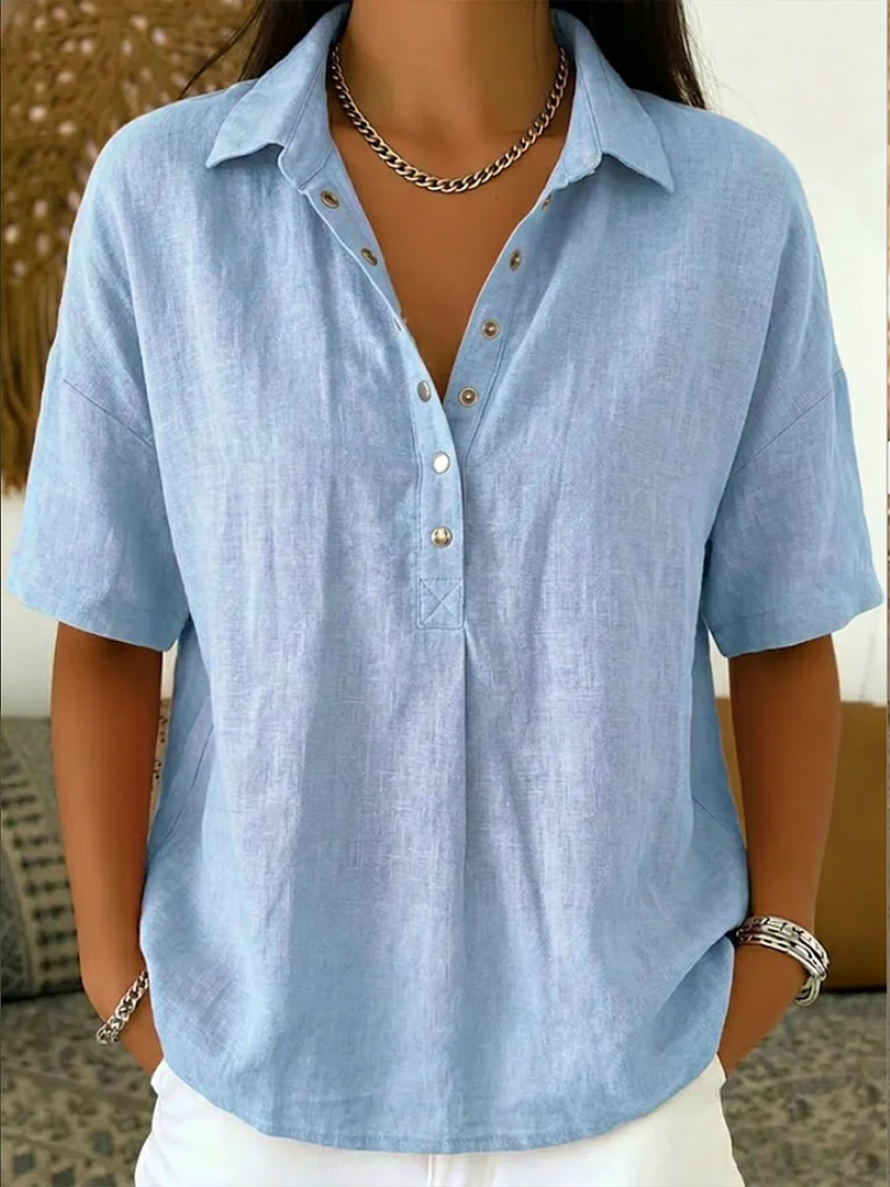 Lucie Blouse with Collar and Button