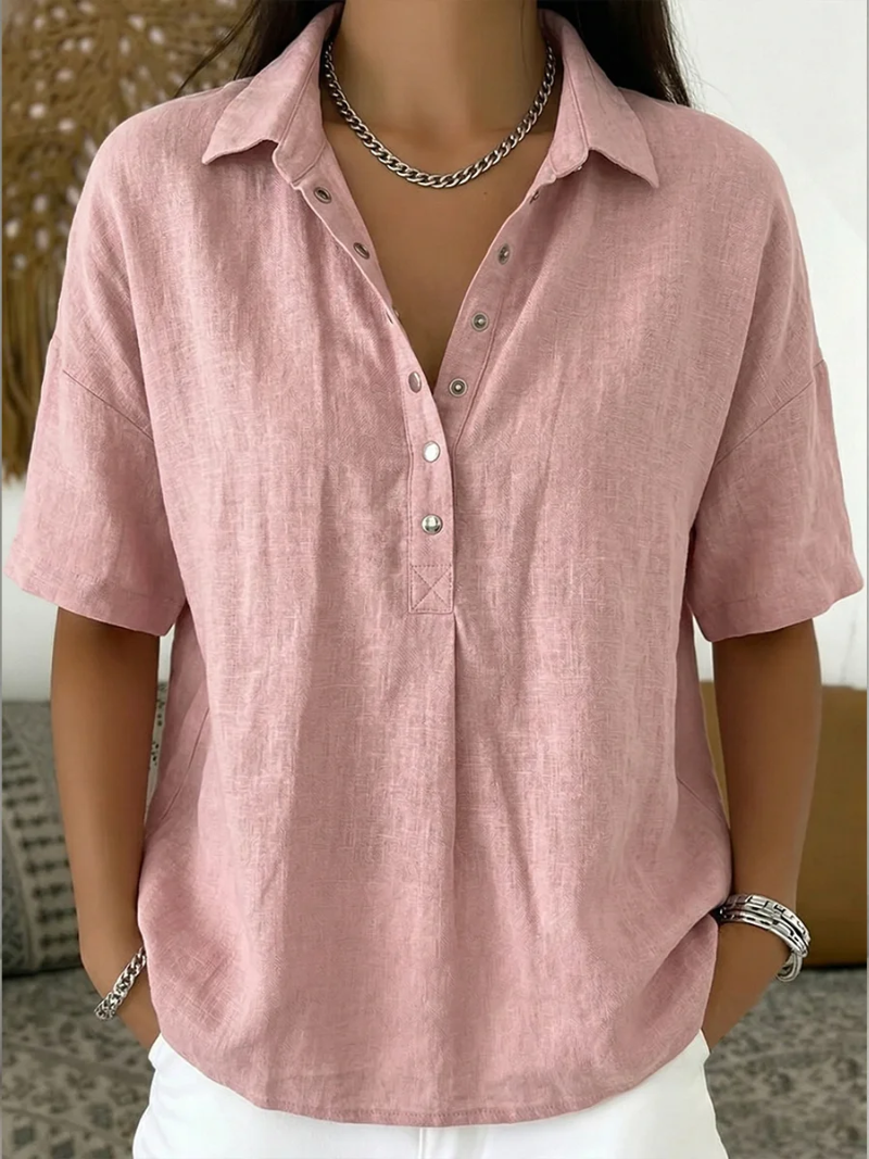 Lucie Blouse with Collar and Button