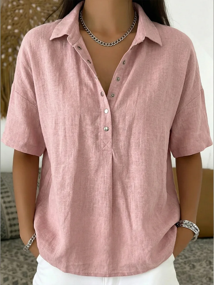 Lucie Blouse with Collar and Button