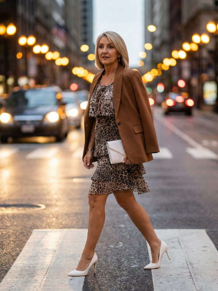 Nancy Animal Print Knee Length Dress