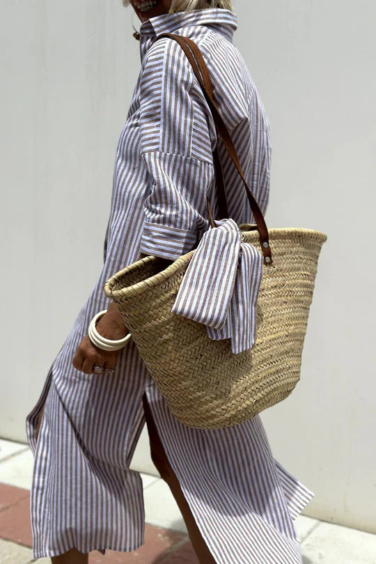 Beth Casual Striped Shirt Dress for Women