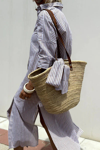 Beth Casual Striped Shirt Dress for Women