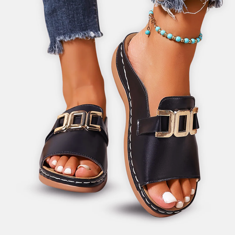 Freya Buckle Strap Slide Sandals