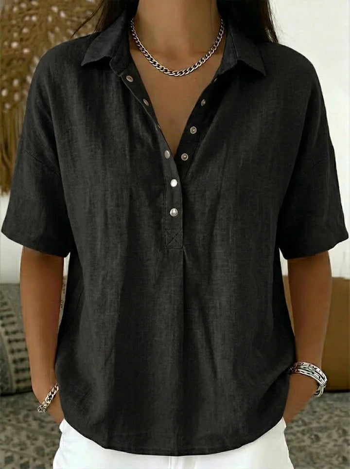 Lucie Blouse with Collar and Button