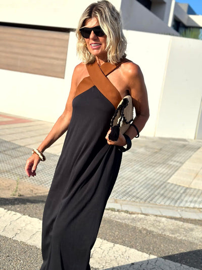 Anouk | Elegant Backless Dress with Stylish Crossed Neckline