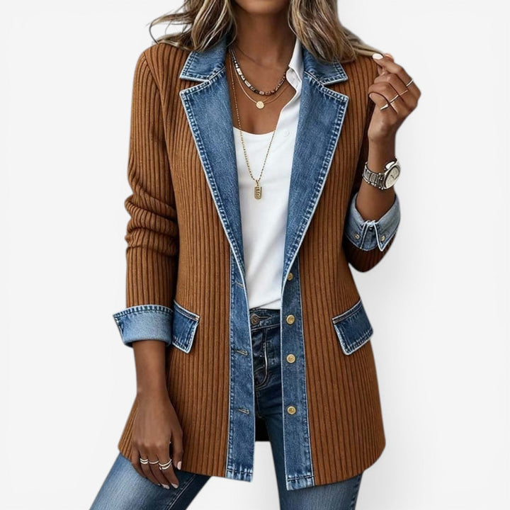 Patricia Women’s Blended Denim Jacket with Modern Layered Effect