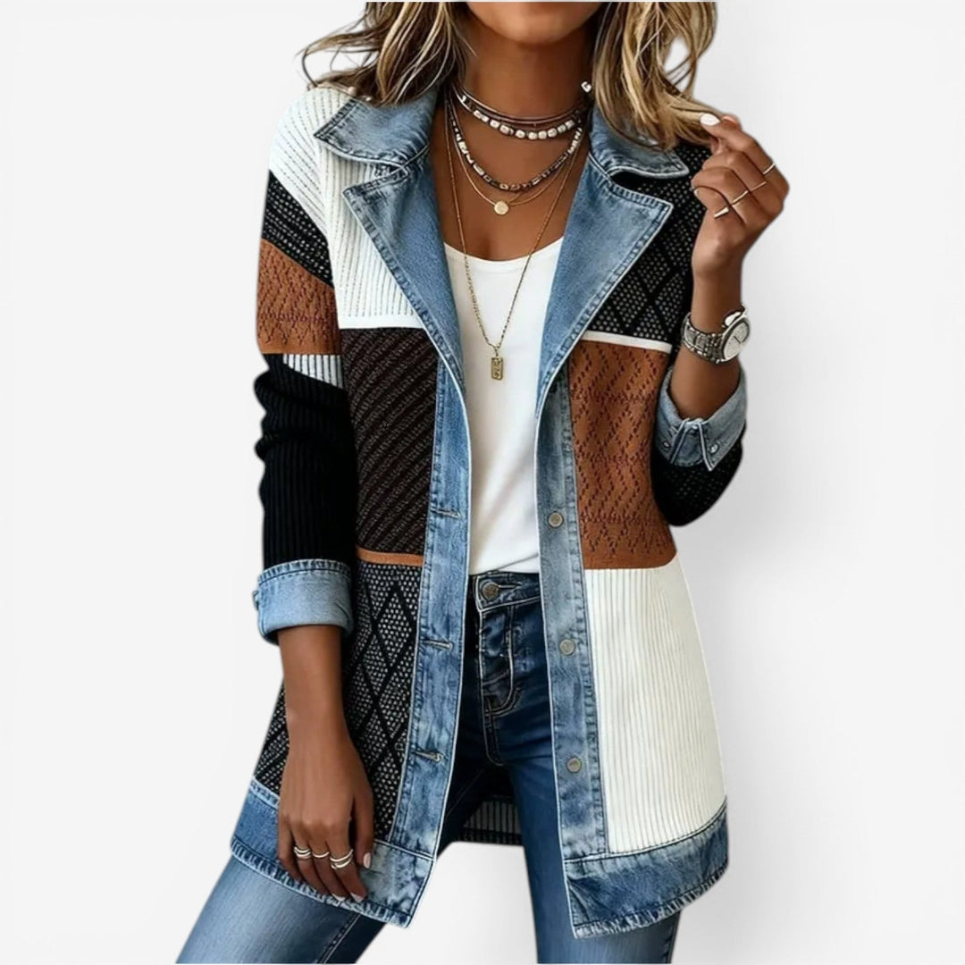 Patricia Women’s Blended Denim Jacket with Modern Layered Effect