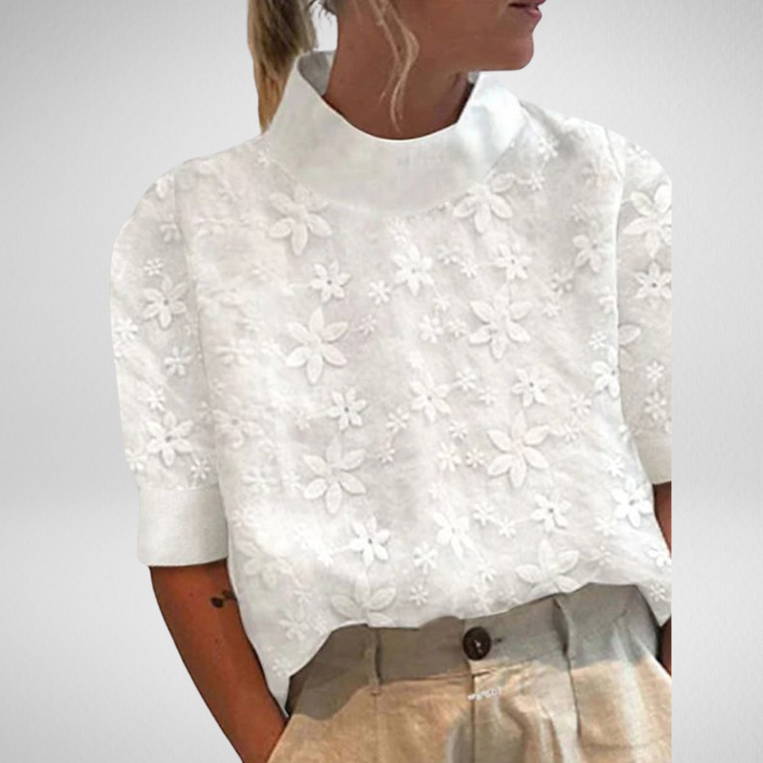 Mirelle™ – Vintage-Inspired Stand Collar Blouse