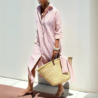 Beth Casual Striped Shirt Dress for Women