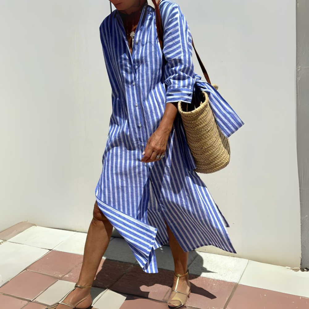 Beth Casual Striped Shirt Dress for Women