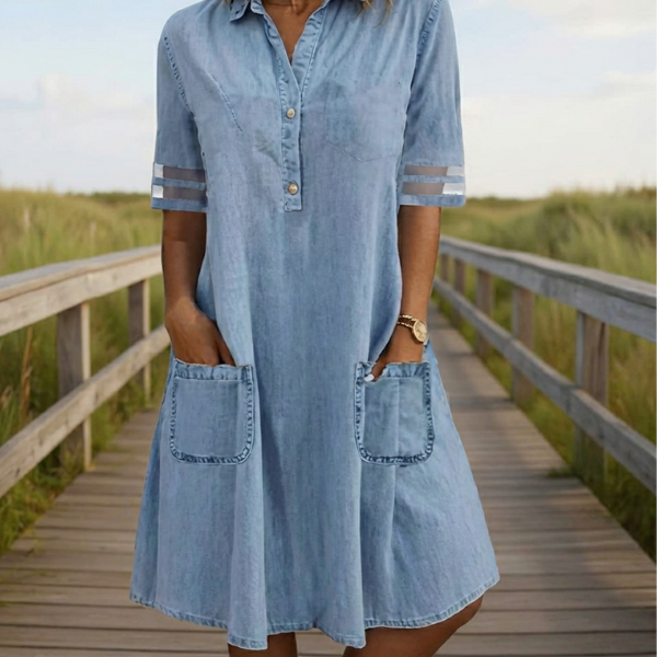 Chloe Figure Flattering Denim Dress
