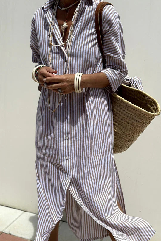 Beth Casual Striped Shirt Dress for Women