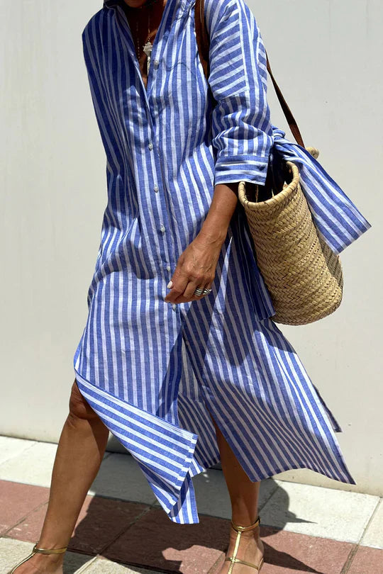 Beth Casual Striped Shirt Dress for Women