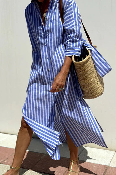 Beth Casual Striped Shirt Dress for Women