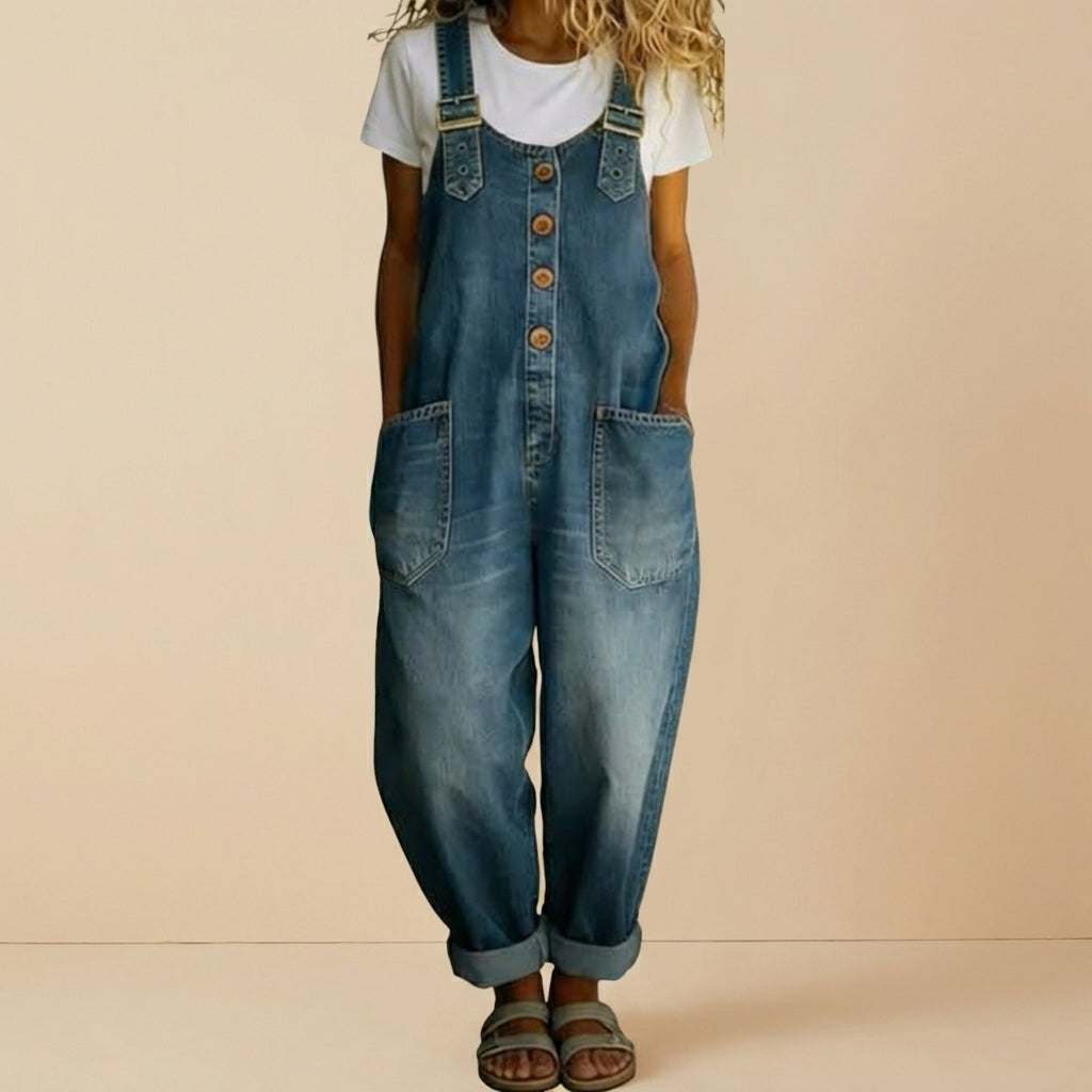 Lena Vintage Cotton Denim Jumpsuit