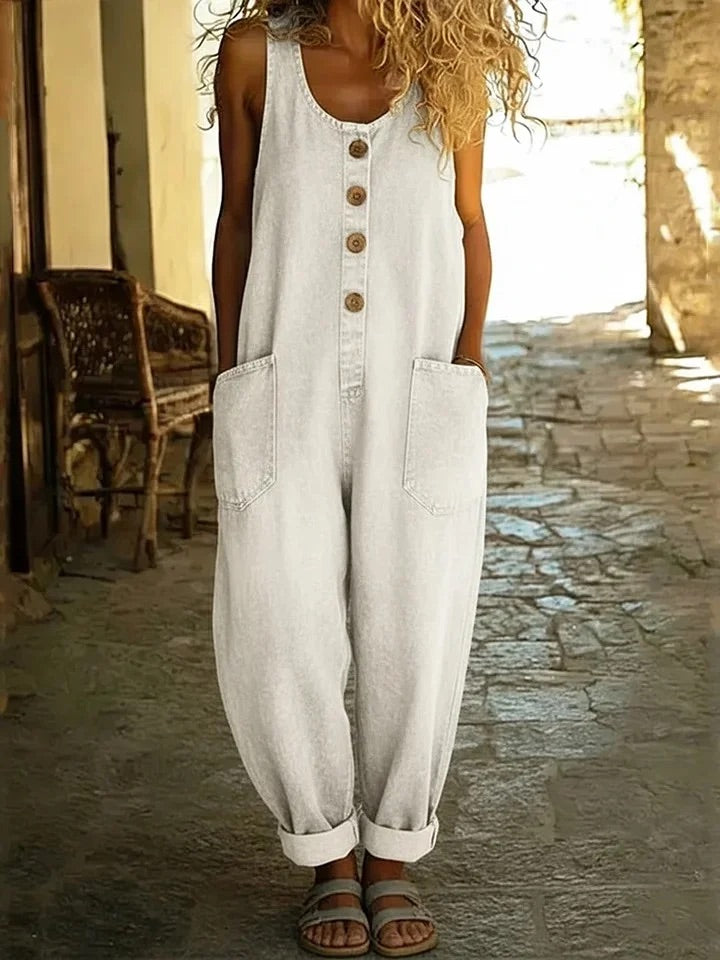 Lena Vintage Cotton Denim Jumpsuit